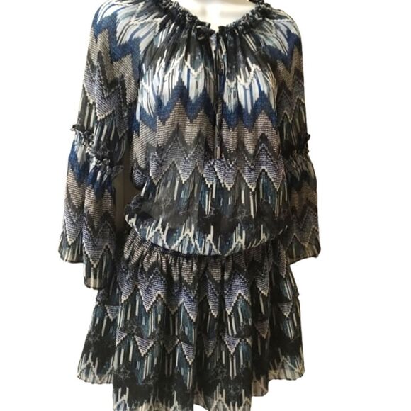 Red Carter Indigo Blues Bell mini dress size M/8 - Picture 3 of 10